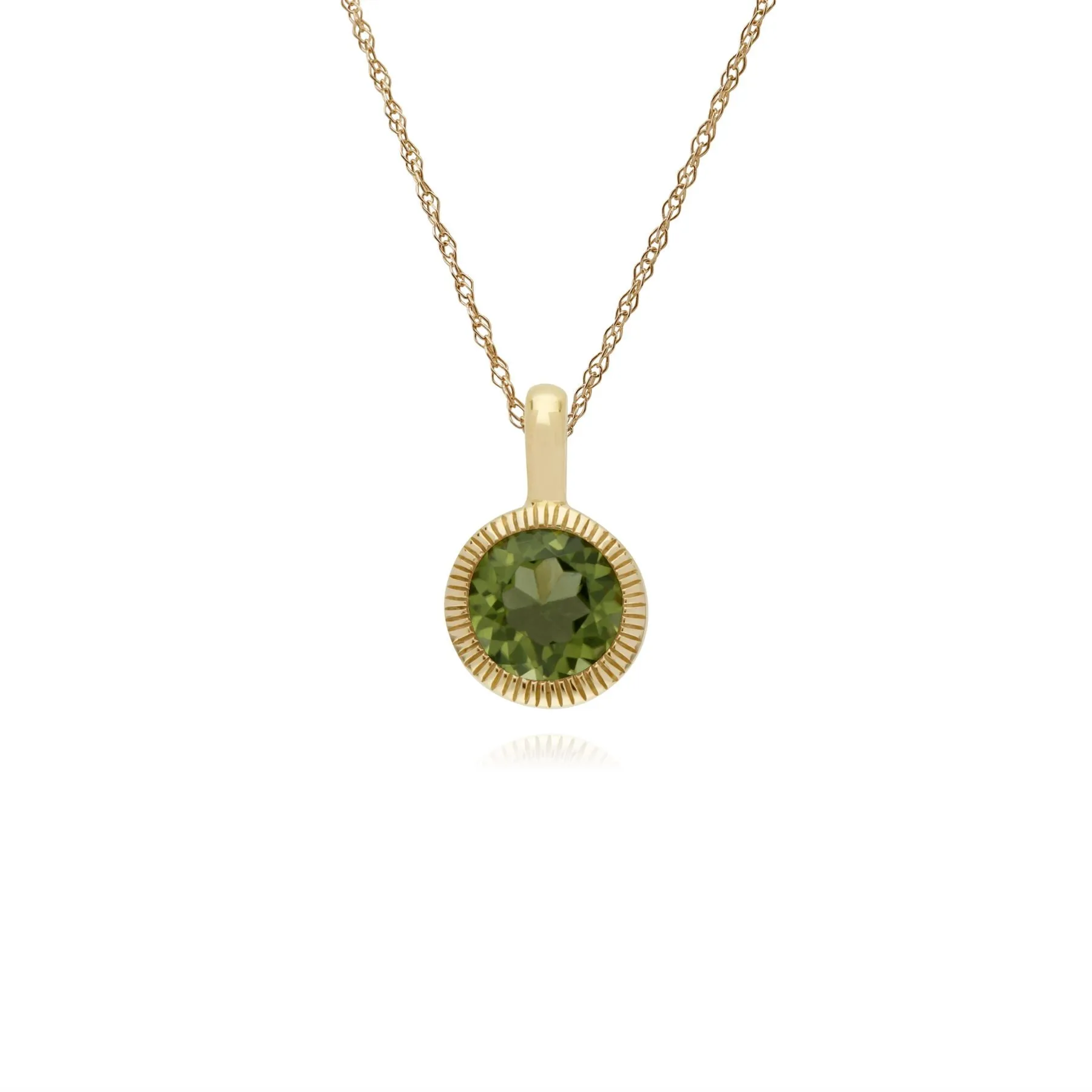 Runde Peridot Halskette in 9ct Gelb Gold