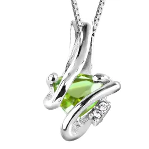 Silver Diamond And Peridot Pendant