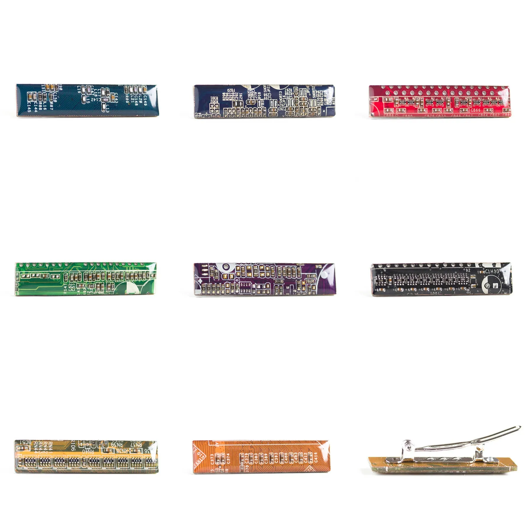 Small hair barrette made with recycled circuit board, hair clip, unique hair accessory