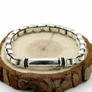 Solid Thai Silver Square Link Men's Bracelet