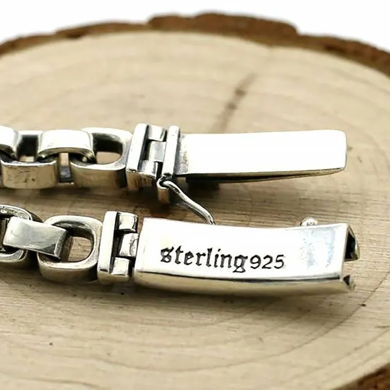 Solid Thai Silver Square Link Men's Bracelet