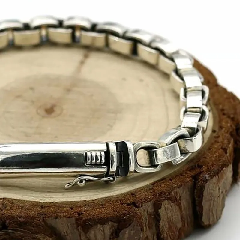 Solid Thai Silver Square Link Men's Bracelet