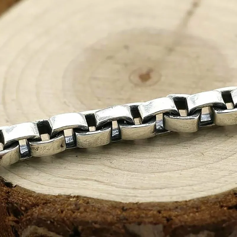 Solid Thai Silver Square Link Men's Bracelet
