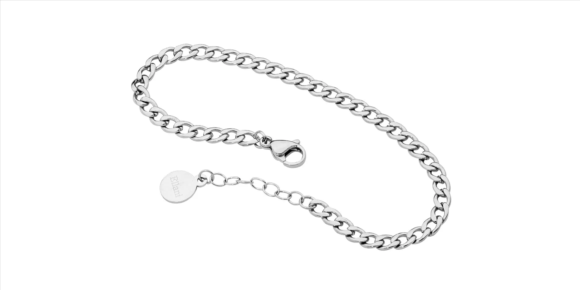 Stainless Steel Curb Chain Bracelet, 17Cm  Ext