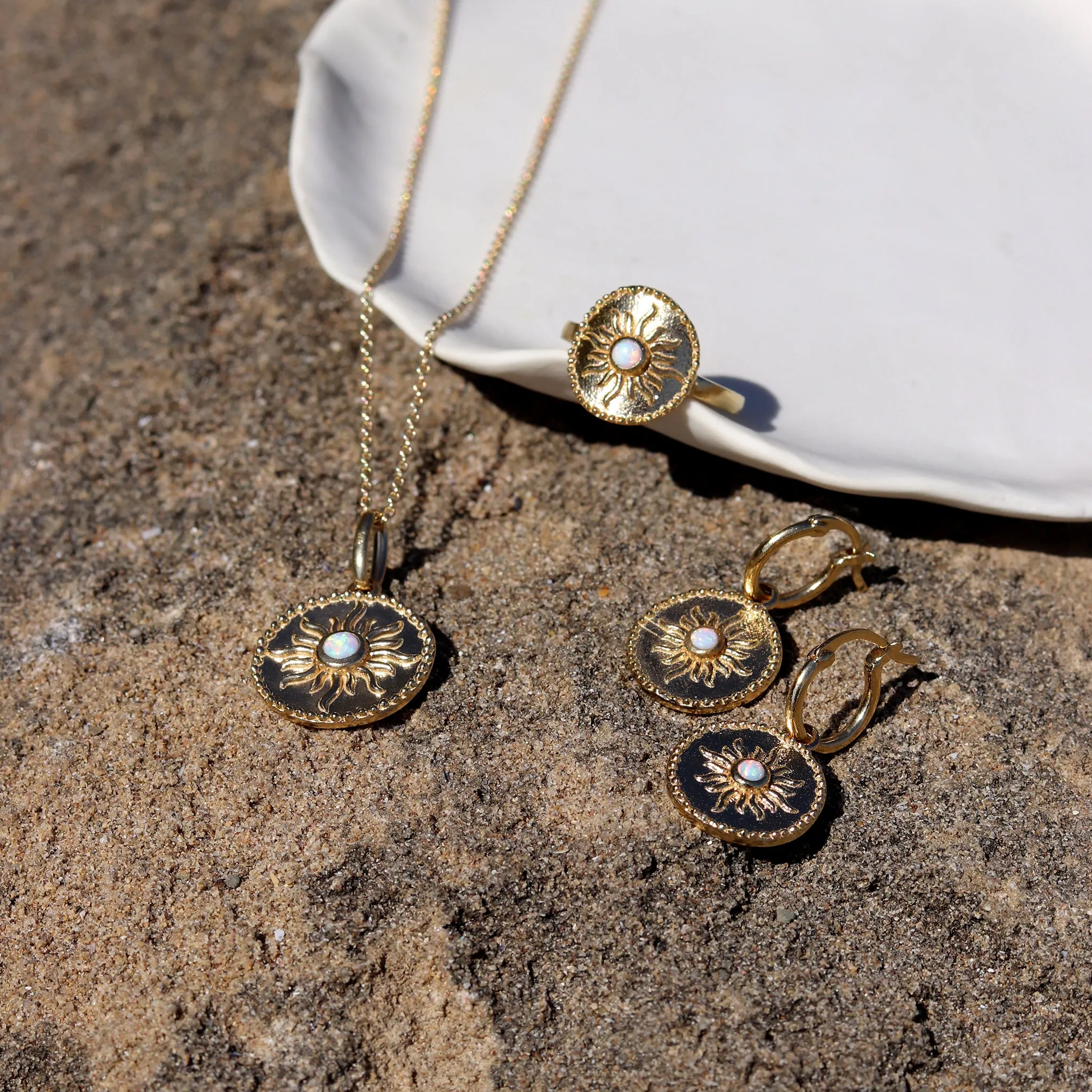 Summerdaze Opal Drop Hoop Earrings