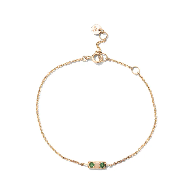 Tag Bracelet, Emerald, 9kt Yellow Gold