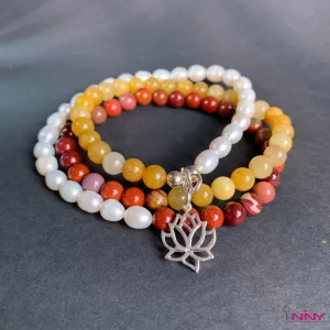 Three Fold Pearl Jasper and Agate Bracelet