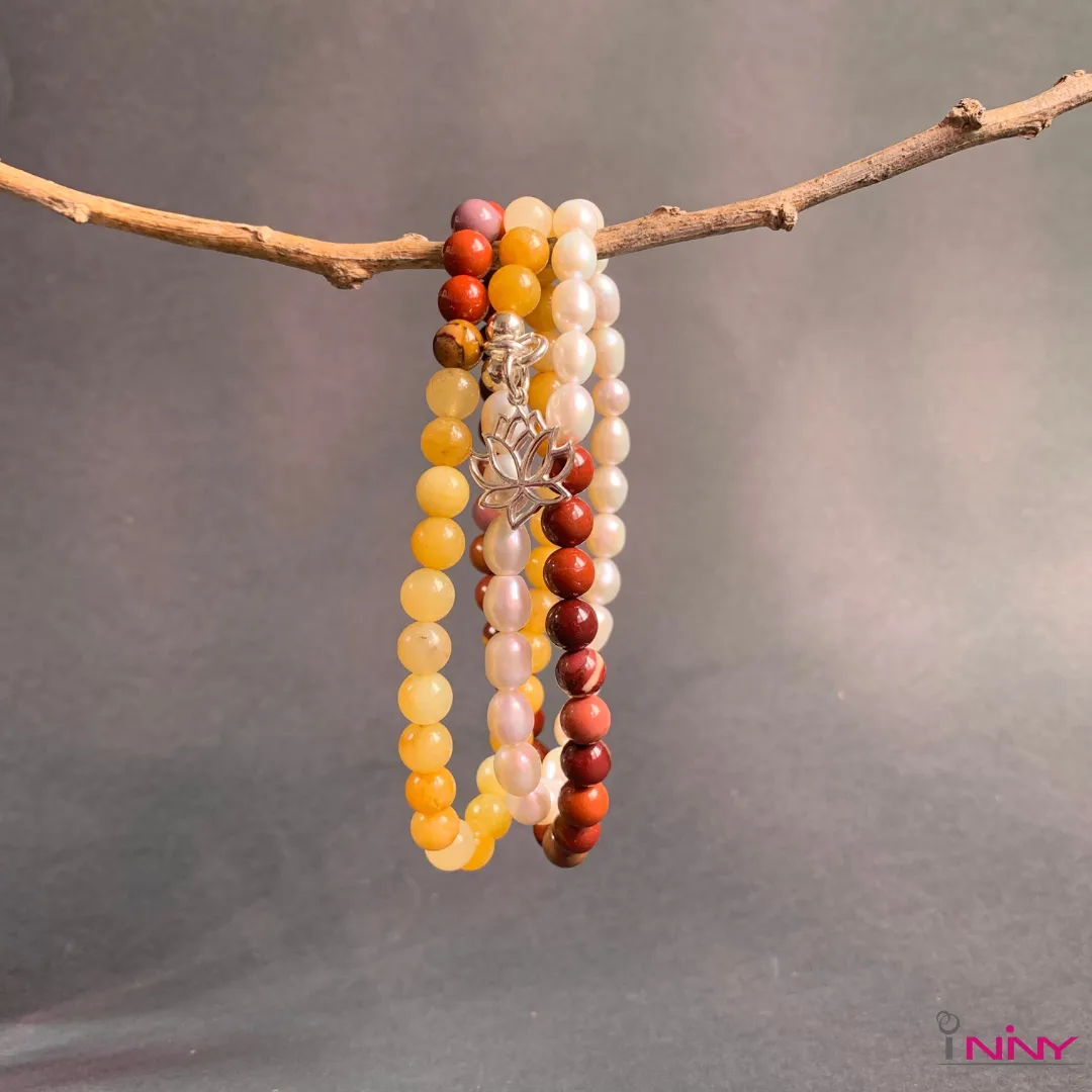 Three Fold Pearl Jasper and Agate Bracelet