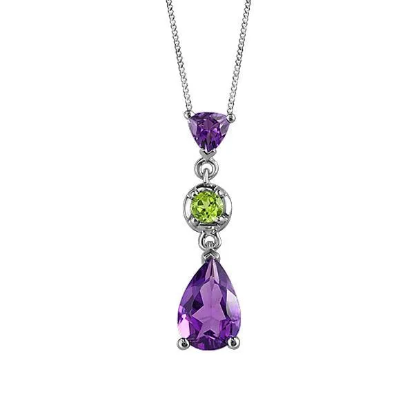 White Gold Amethyst And Peridot Pendant