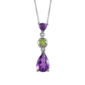 White Gold Amethyst And Peridot Pendant