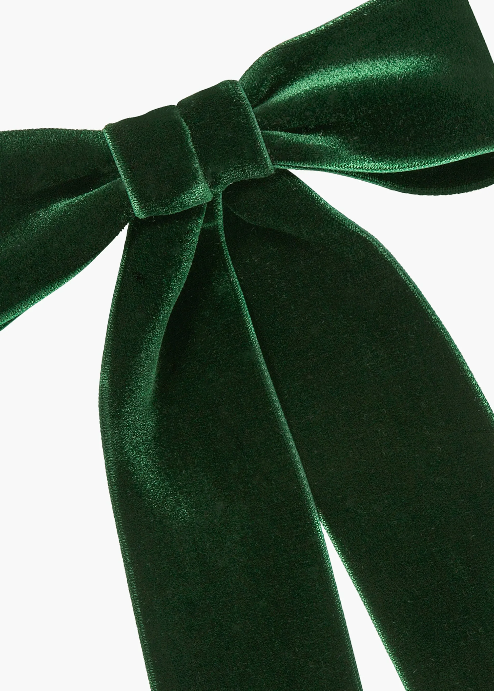Wide Velvet Bow Barrette -- Emerald