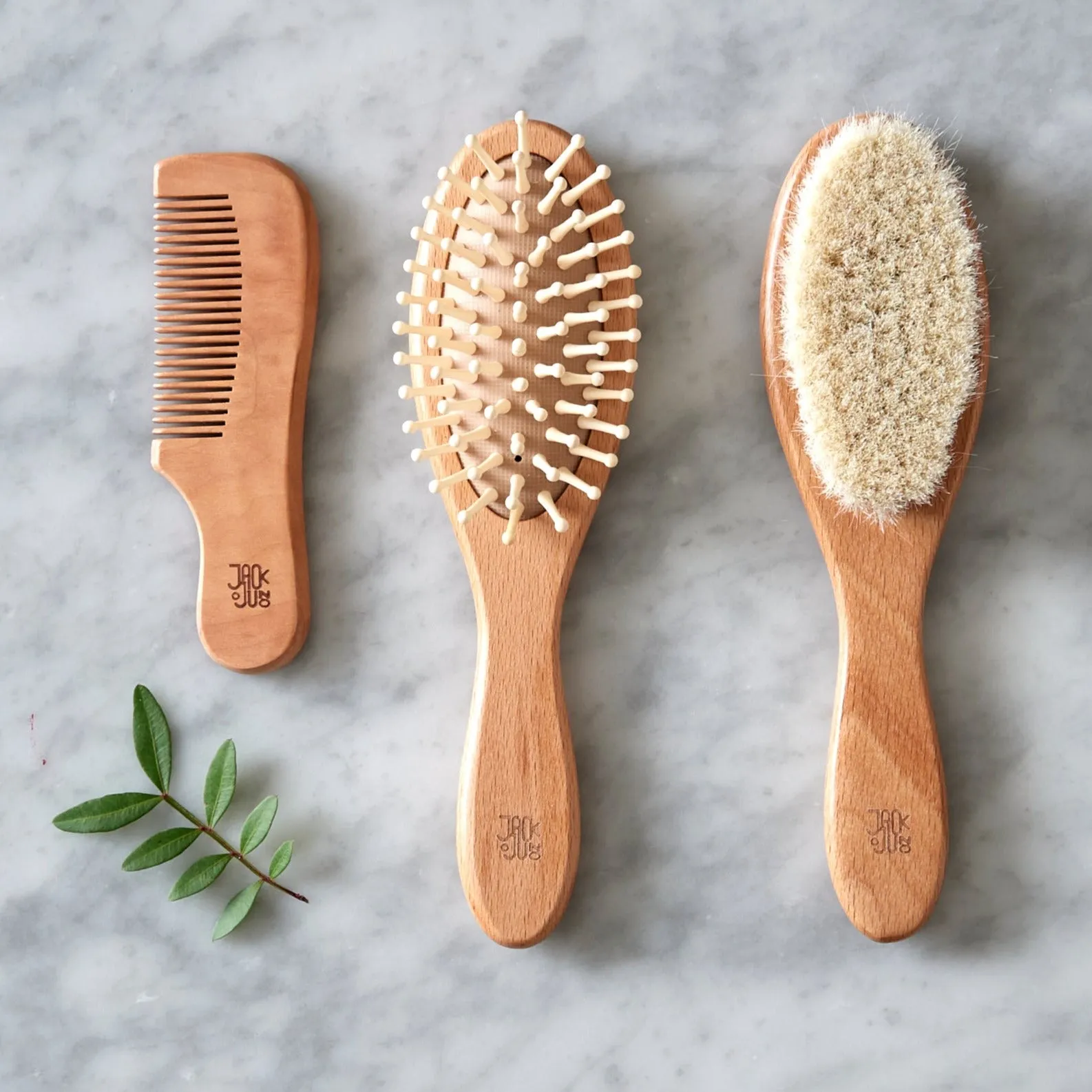 Wooden Baby Hairbrush Set