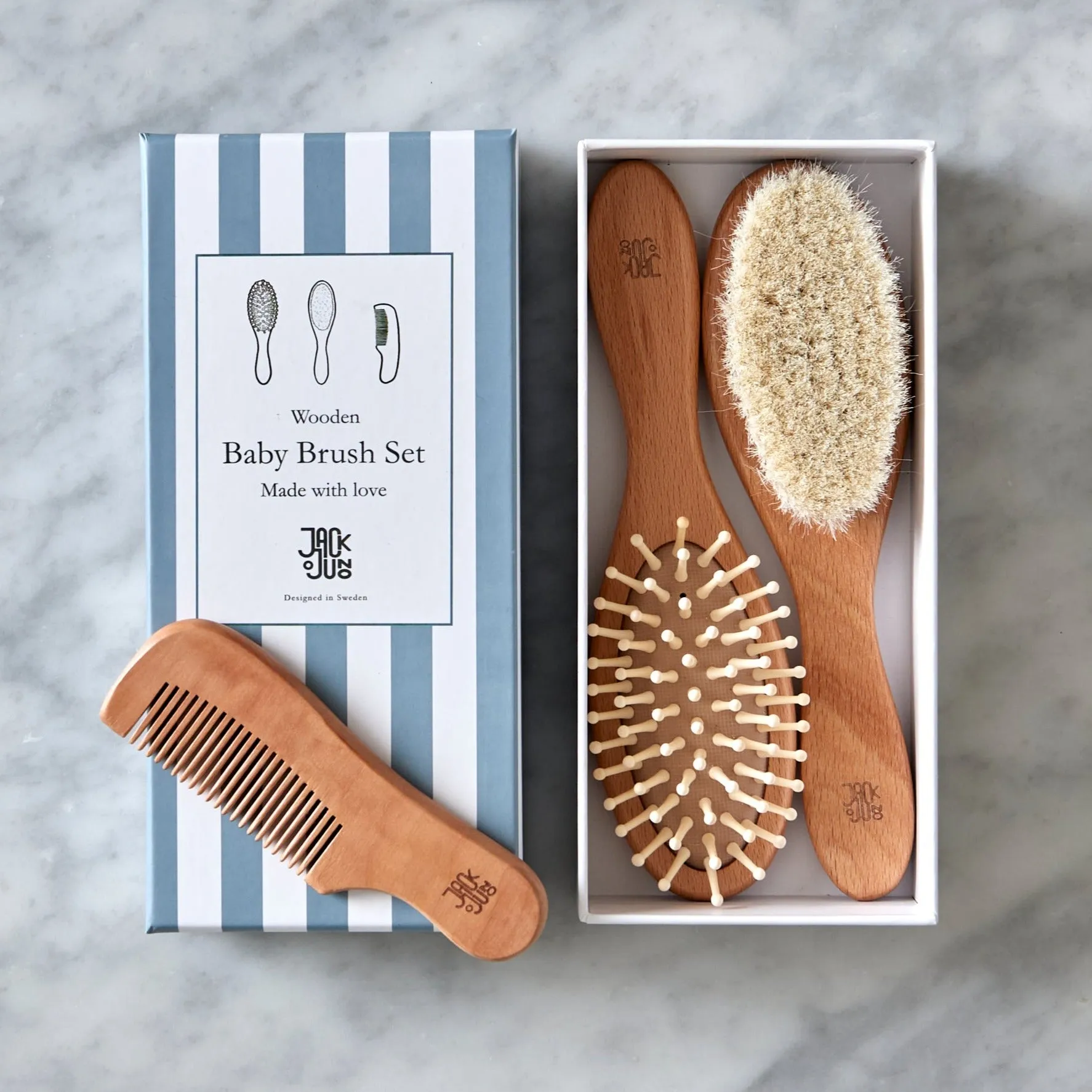 Wooden Baby Hairbrush Set